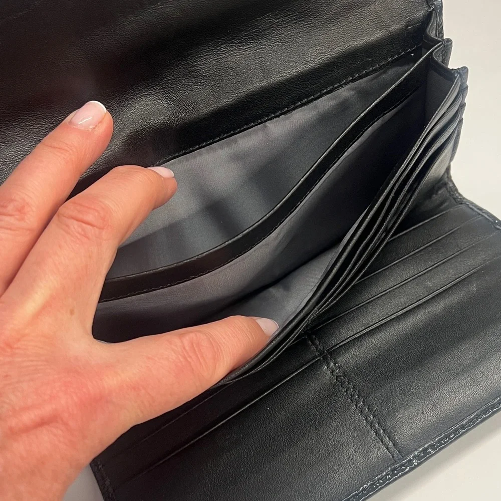 Coach SoHo Signature Jacquard Canvas and Leather Pleated Envelope Clutch Wallet - Picture 9 of 12